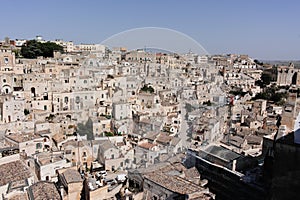 European Capital of CultureÃÂ in 2019 year, panoramic view on ancient city of Matera, capital of Basilicata, Southern Italy in ear